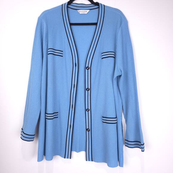 Misook Women V-neck Button Down Ribbed Cardigan Sweater, Size 1X, EUC - Picture 1 of 5